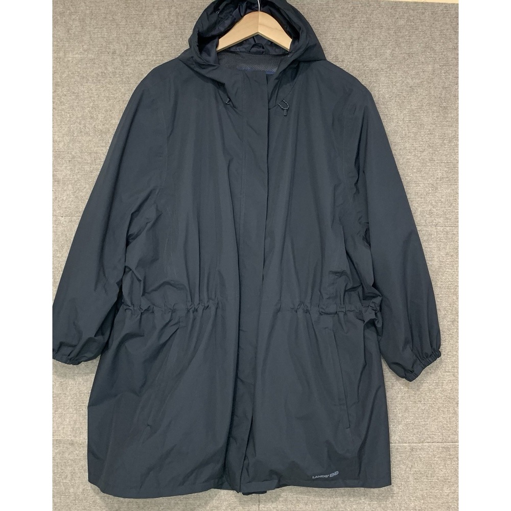 Lands End Coat Womens Black 3x Raincoat Preppy Classic Fisherman Boat